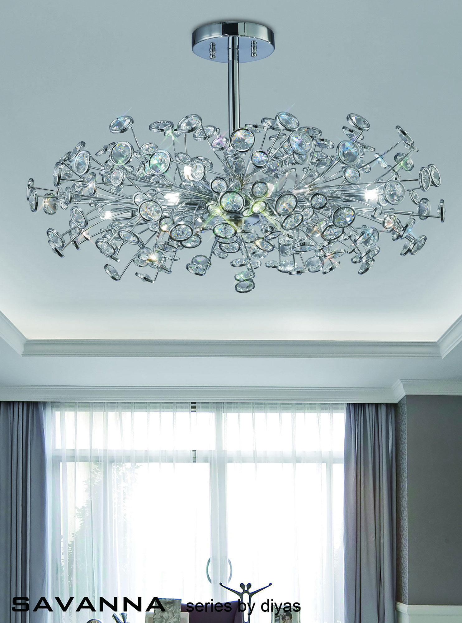 Savanna Crystal Wall Lights Diyas Flush Crystal Wall Lights